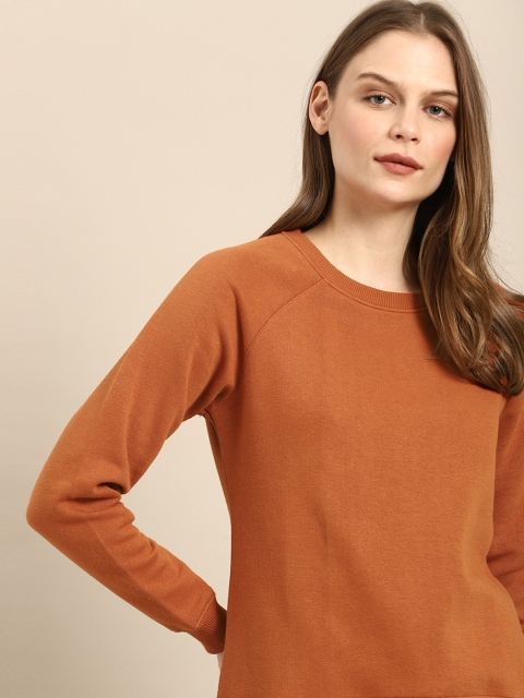 

ether Women Rust Orange Solid Sweatshirt