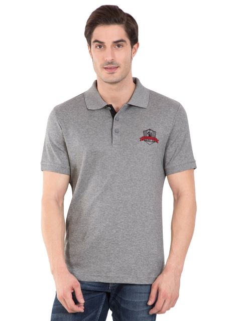 

Jockey Men Grey Melange Solid Polo Collar T-shirt