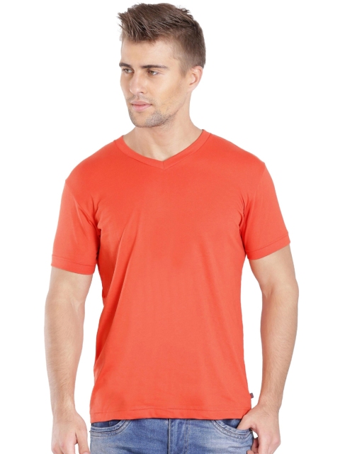 

Jockey Men Orange Solid V-Neck T-shirt