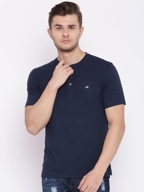 

Jockey Men Navy Printed Henley Neck Pure Cotton T-shirt, Navy blue