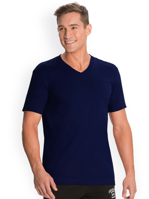 

Jockey Men Navy Blue Solid V-Neck T-shirt