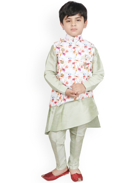 

SG YUVRAJ Boys Green & Pink Printed Kurta with Pyjamas
