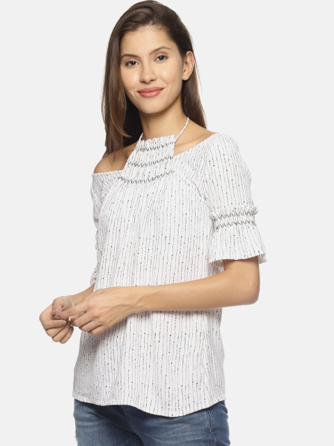 

SAHORA Women White & Black Printed Top