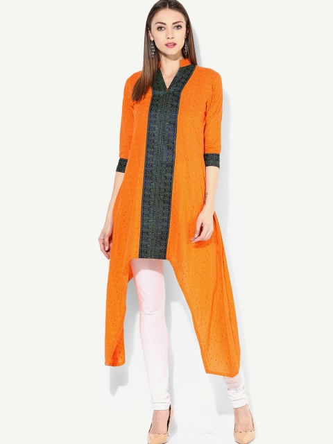 

MBE Women Orange & Blue Printed A-Line Kurta