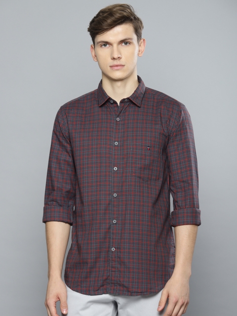 

Louis Philippe Sport Men Charcoal Grey & Red Super Slim Fit Checked Casual Shirt
