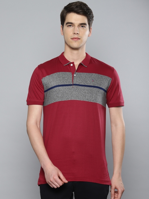 

Louis Philippe Sport Men Maroon Colourblocked Polo Collar T-shirt