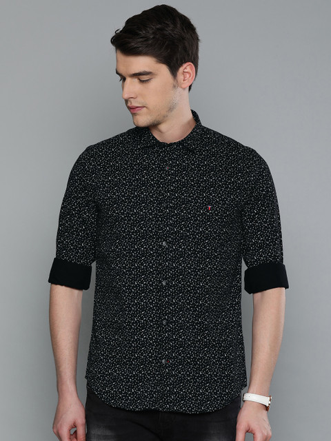 

Louis Philippe Sport Men Black & White Super Slim Fit Printed Casual Shirt