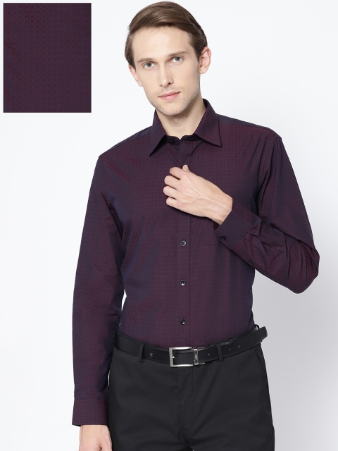 

Arrow Men Purple Slim Fit Self Design Formal Shirt