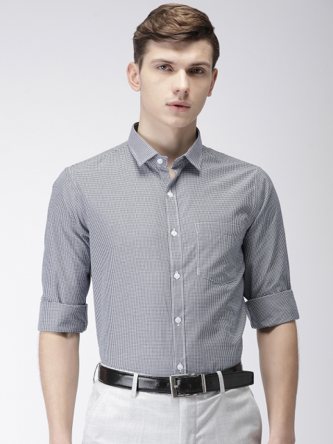 

Arrow Men Navy Blue & White Premium Slim Fit Checked Formal Shirt