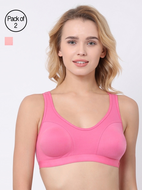

BRAYOLA Women Pack of 2 Sports Bras VRS1012, Peach