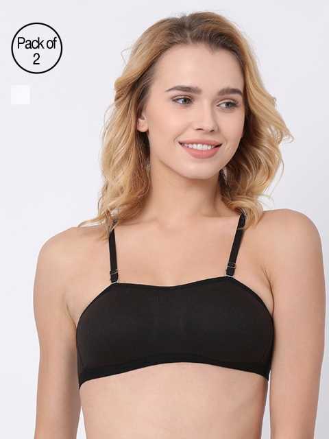 

BRAYOLA Women Pack of 2 Bandeau Bras VRS1016, Black