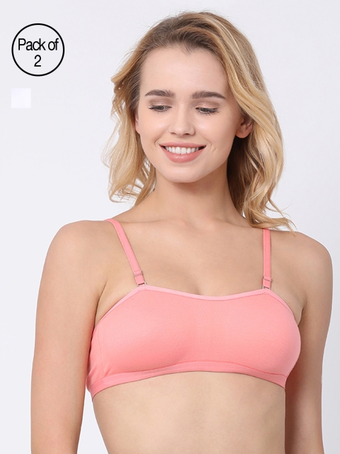 

BRAYOLA Women Pack of 2 Bandeau Bras VRS1016, Peach