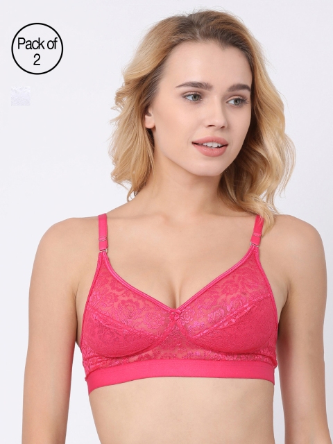 

BRAYOLA Women Pack of 2 Lace Everyday Bras VRS1028, Pink