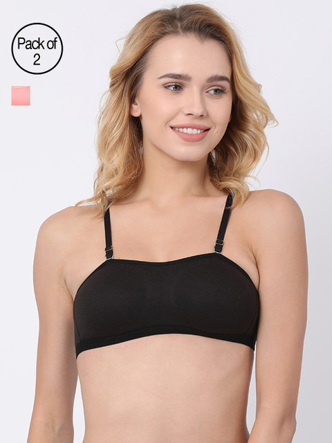 

BRAYOLA Pack of 2 Solid Non-Wired Non Padded T-shirt Bras VRS1016, Black