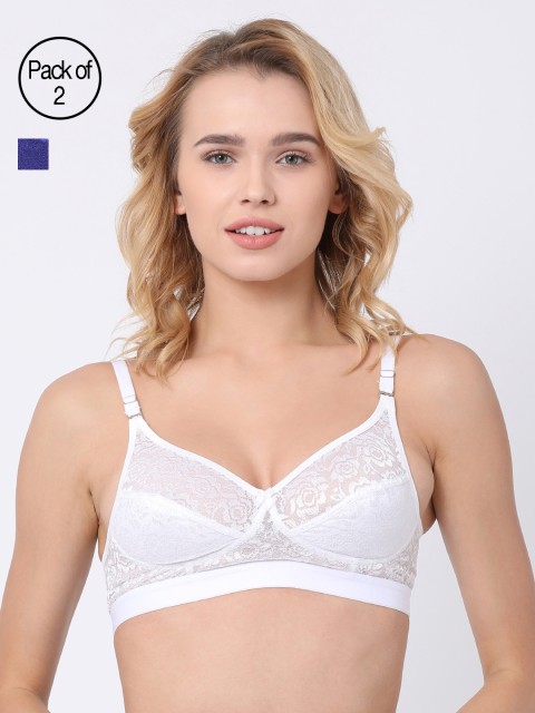 

BRAYOLA Women Pack of 2 Lace Everyday Bras VRS1028, Navy blue