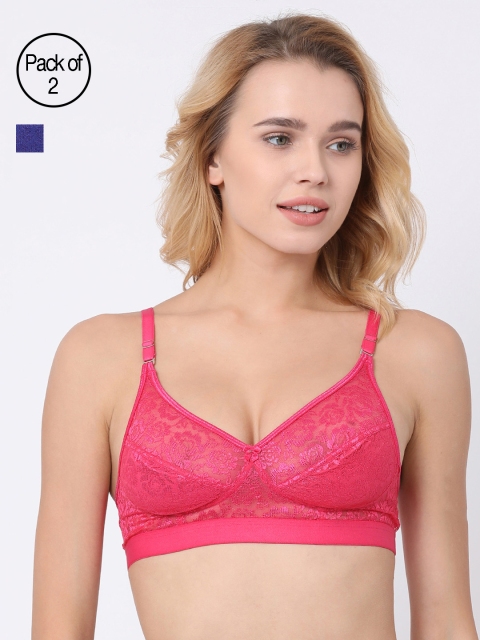 

BRAYOLA Women Pack of 2 Lace Everyday Bras VRS1028, Navy blue