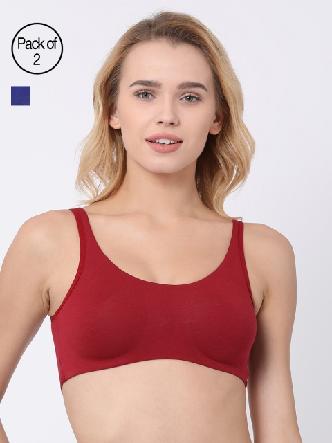 

BRAYOLA Women Pack of 2 Sports Bras VRS1014, Maroon