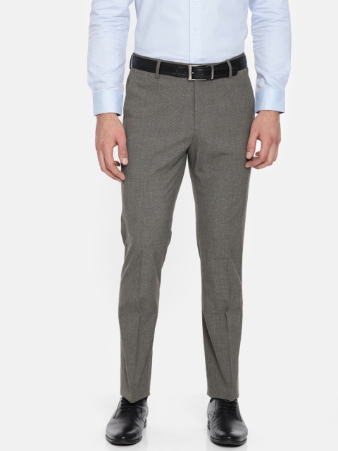 

Arrow Men Grey Tapered Fit Self Design Formal Trousers