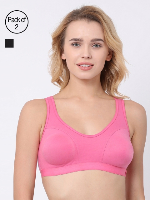

BRAYOLA Women Pack of 2 Sports Bras VRS1012, Black