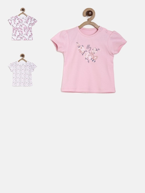 

MINI KLUB Girls Pack of 3 Multicoloured Printed Pure Cotton Tops, Multi