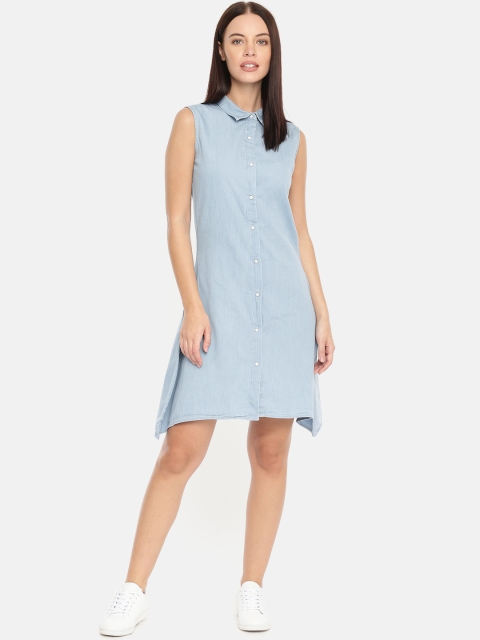 

HERE&NOW Women Blue Solid Shirt Dress