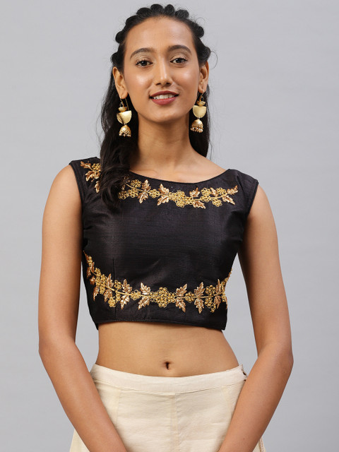 

Aarrah Women Black Embellished Saree Blouse