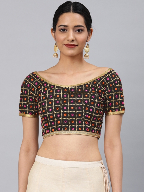 

Aarrah Women Black Embroidered Phantom Padded Ready Made Saree Blouse