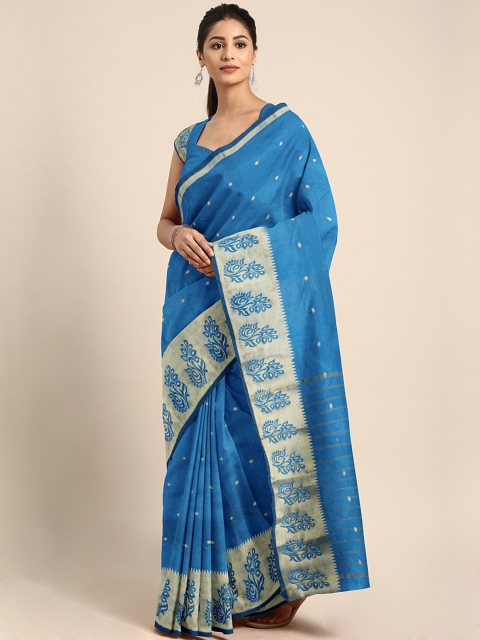 

Pavechas Blue Nylon Woven Design Banarasi Saree