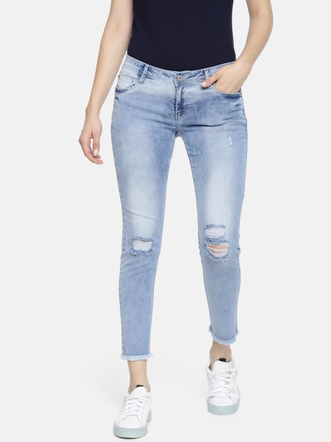 

Lee Cooper Women Blue Alexi Skinny Fit Low-Rise Mildly Distressed Cropped Jeans