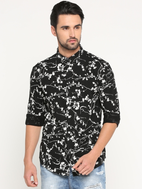 

SHOWOFF Men Black Slim Fit Printed Casual Shirt