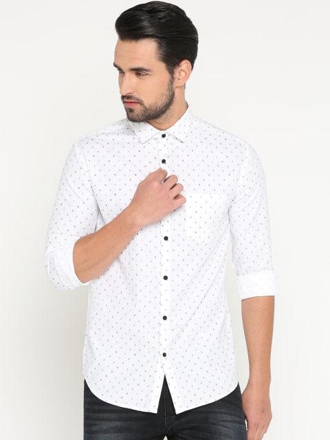 

SHOWOFF Men White Slim Fit Printed Casual Shirt