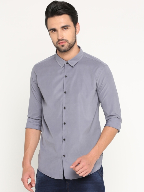 

SHOWOFF Men Grey Slim Fit Solid Casual Shirt