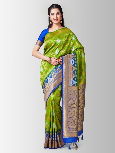 

MIMOSA Green & Blue Art Silk Woven Design Kanjeevaram Saree