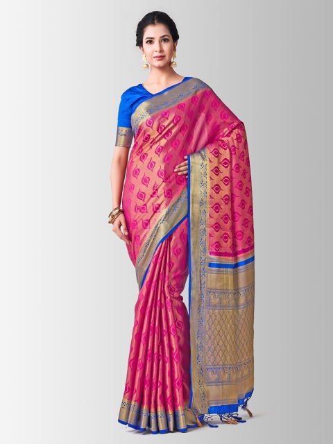 

MIMOSA Pink & Blue Art Silk Woven Design Kanjeevaram Saree