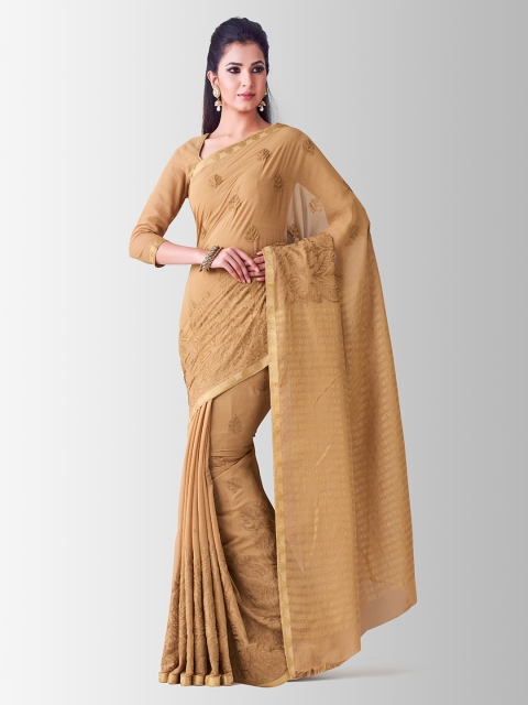 

MIMOSA Brown Poly Chiffon Embroidered Banarasi Saree