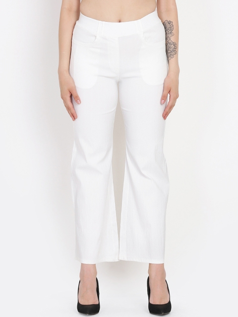 

Westwood Women White Relaxed Loose Fit Solid Bootcut Trousers