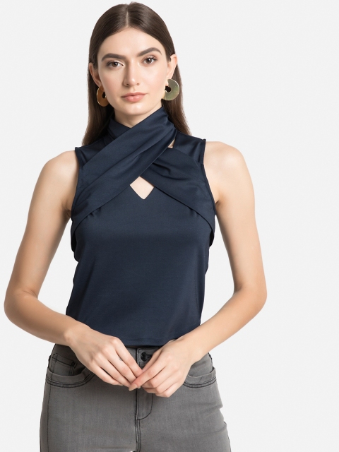 

Kazo Women Navy Blue Solid Top