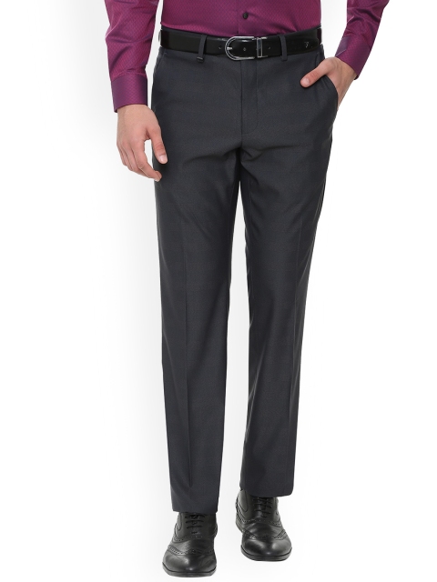 

Van Heusen Men Grey Slim Fit Checked Formal Trousers