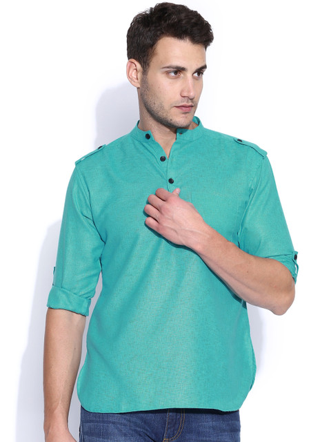 

Svanik Teal Green Short Kurta
