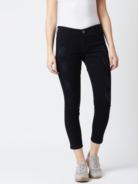 

The Dry State Women Black Slim Fit Mid-Rise Mildly Distressed Jeans