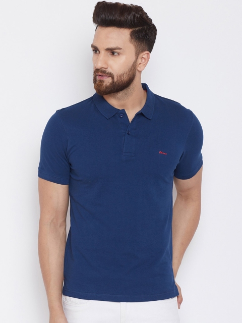 

Okane Men Blue Solid Polo Collar T-shirt