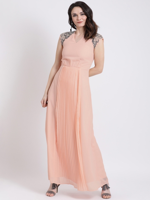 

Kazo Women Pink Solid Maxi Dress