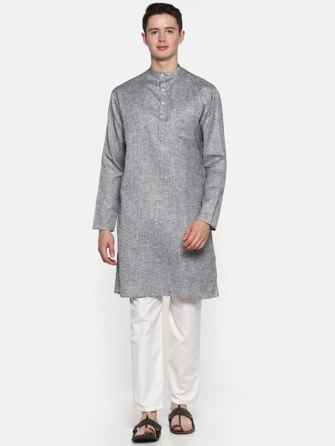 

Shaftesbury London Men Grey Self Design Kurta with Pyjamas