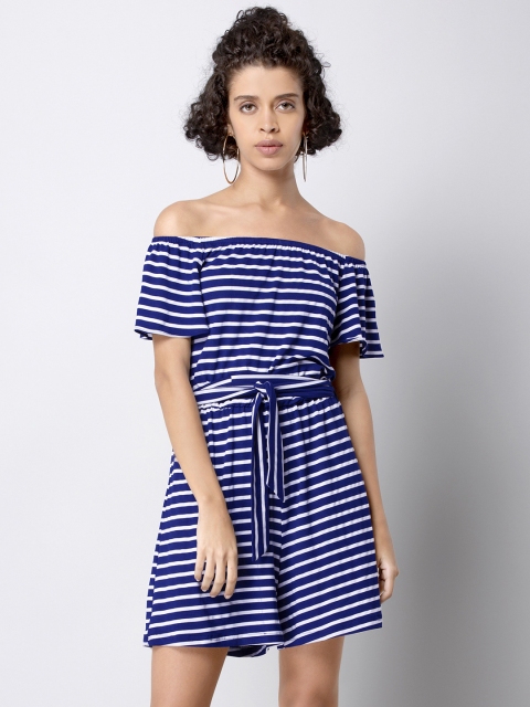 

FabAlley Blue & White Striped Playsuit