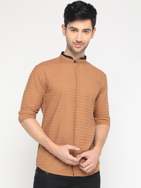 

WITH Men Brown Slim Fit Self Design Casual Shirt