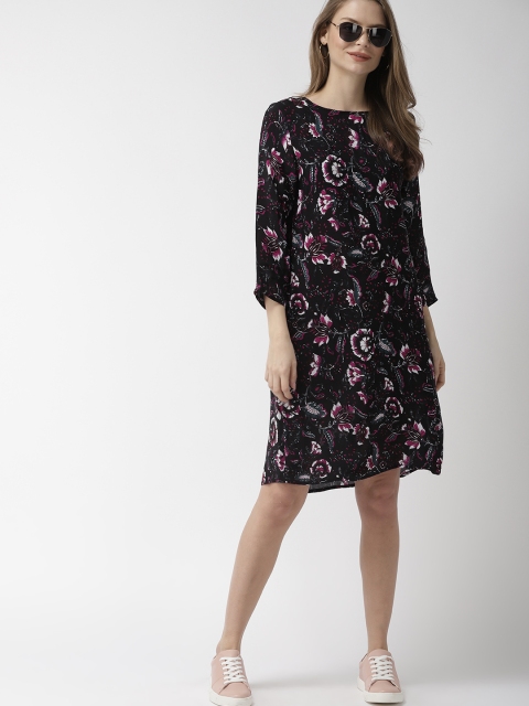 

Mast & Harbour Women Black & Purple A-Line Dress