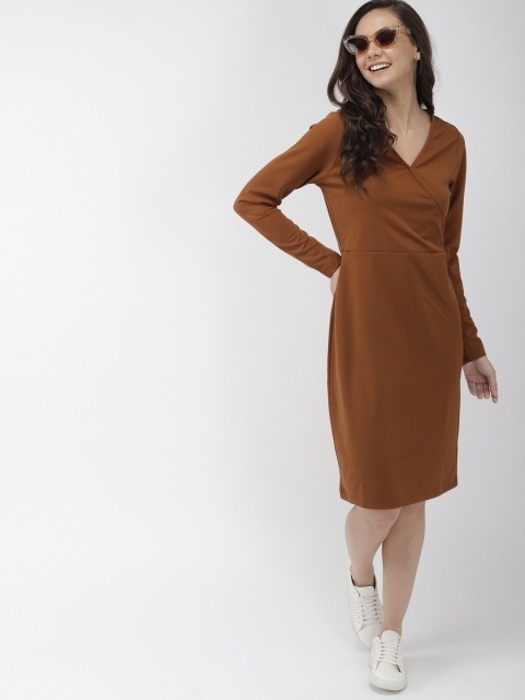 

Mast & Harbour Women Brown Solid Sheath Dress