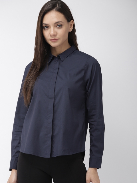 

Mast & Harbour Women Navy Blue Regular Fit Solid Casual Shirt