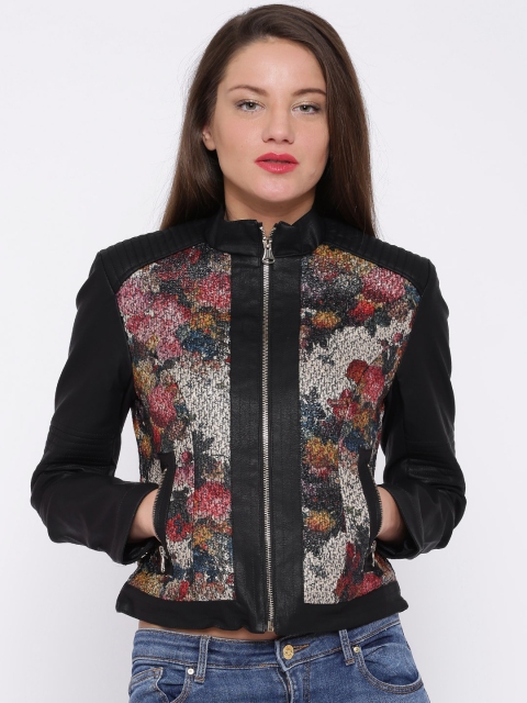 

People Black Printed Jacket