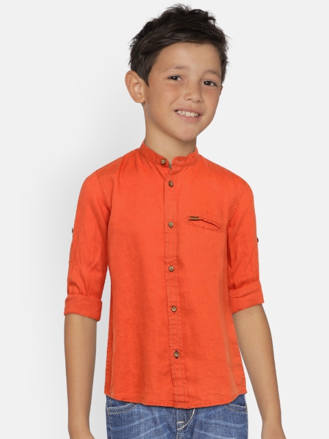 

Indian Terrain Boys Orange Regular Fit Solid Casual Shirt